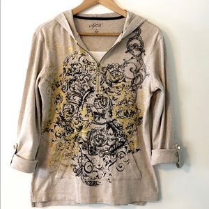 Style & Co. Hooded 3/4 Length Sleeve Top